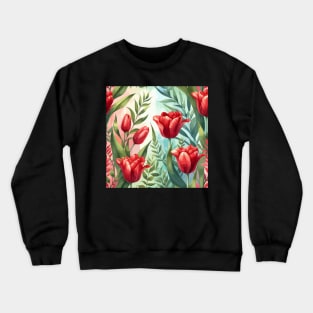 Red Tulip Flowers Crewneck Sweatshirt